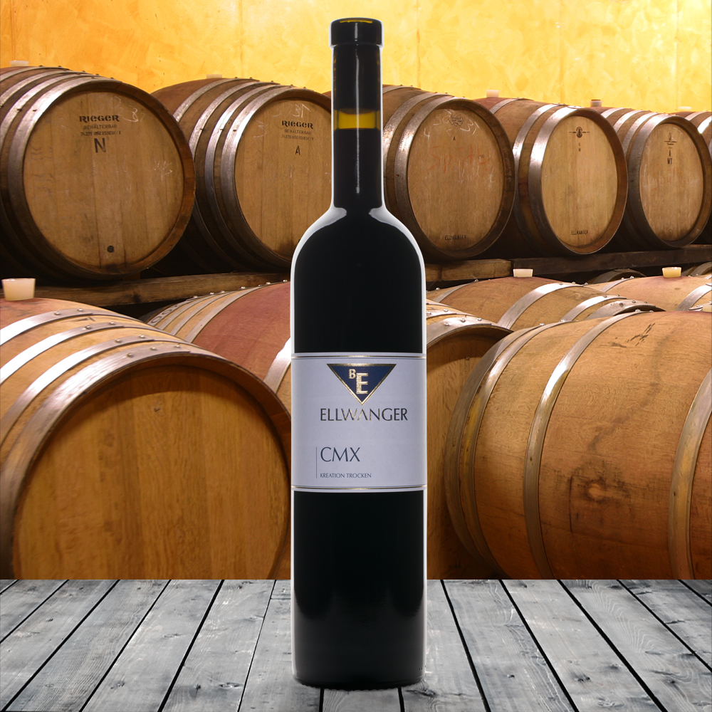 2020er<br>Kreation CMX<br>Rotwein trocken<br>93+ Punkte Falstaff<br>mit Link zur Verkostung