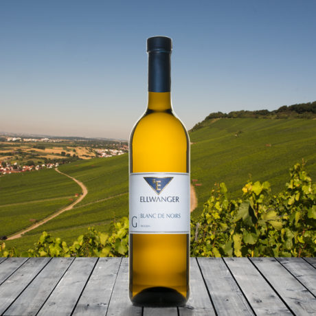 2021er<br>BLANC DE NOIRS<br>»Gutswein«<br>trocken<br>mit Link zur Verkostung