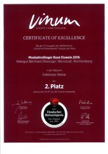Vinum Urkunde 2. Platz klein